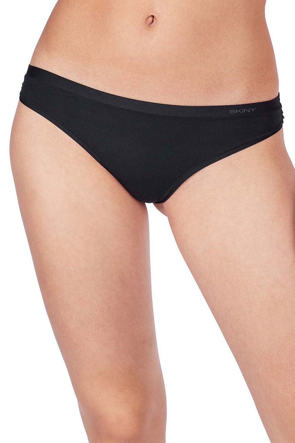 Skiny, Set de chiloti tanga cu model uni - 2 perechi, Negru, One Size