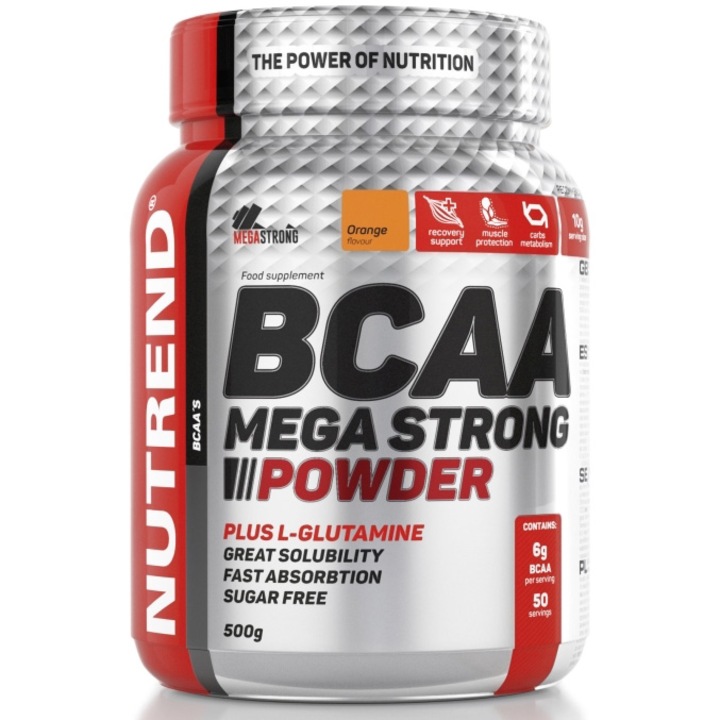 Aminoacizi Nutrend BCAA Mega Strong Powder, portocale, 500 g