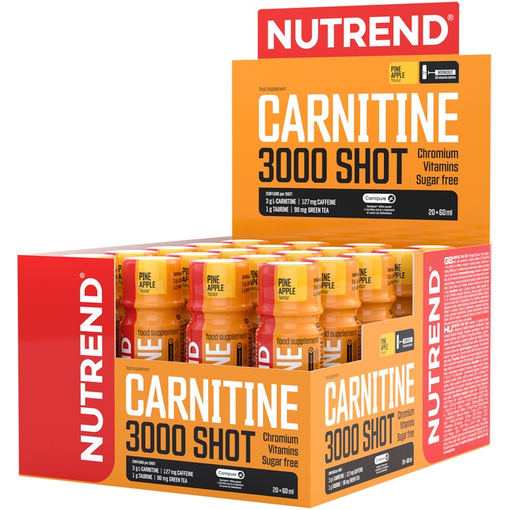 Nutrend L-Carnitina 3000 shot, ananas, 20 shot-uri x 60ml