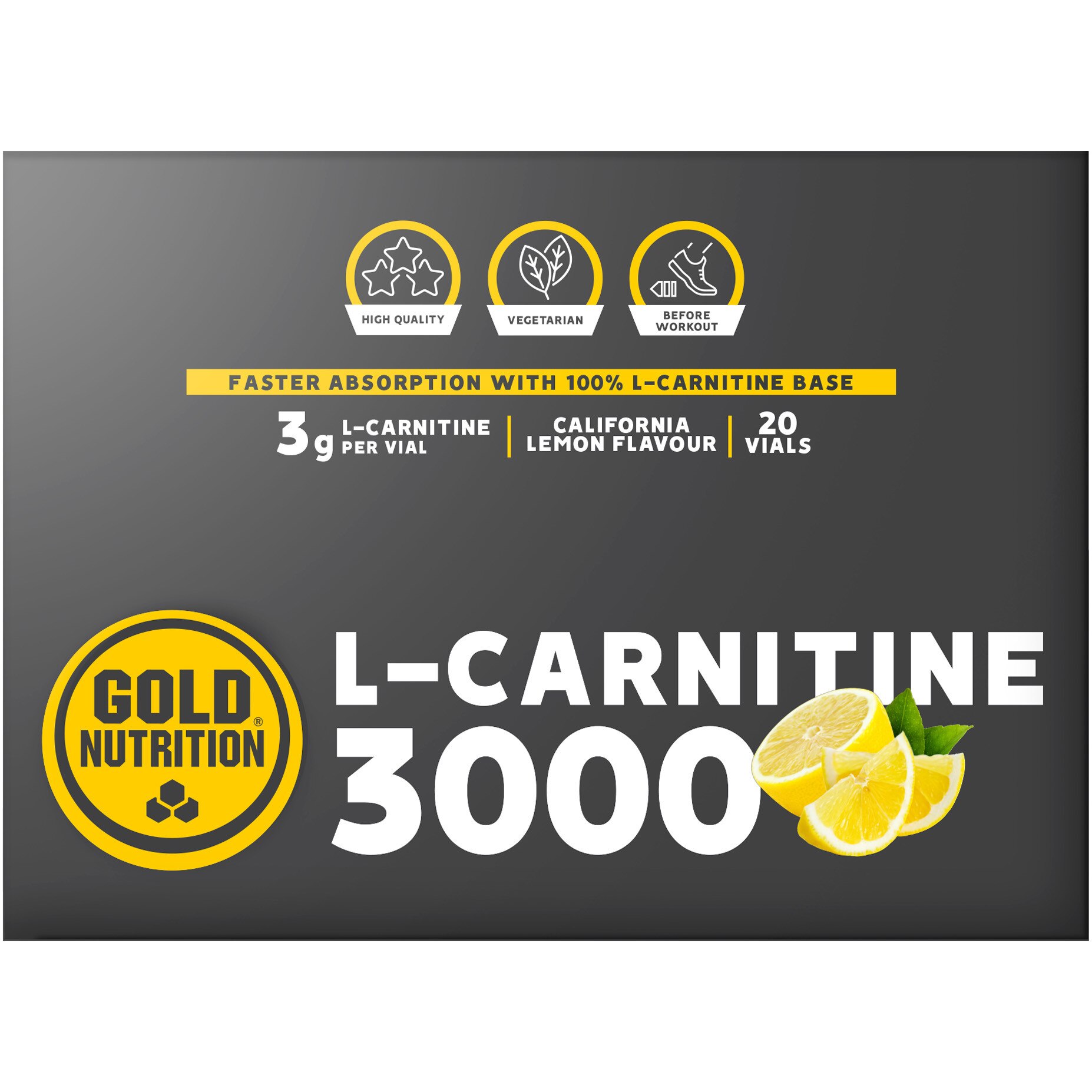 gold nutrition l carnitine 3000 L-Carnitina lichida fiole 3000 GoldNutrition, 20 shot-uri