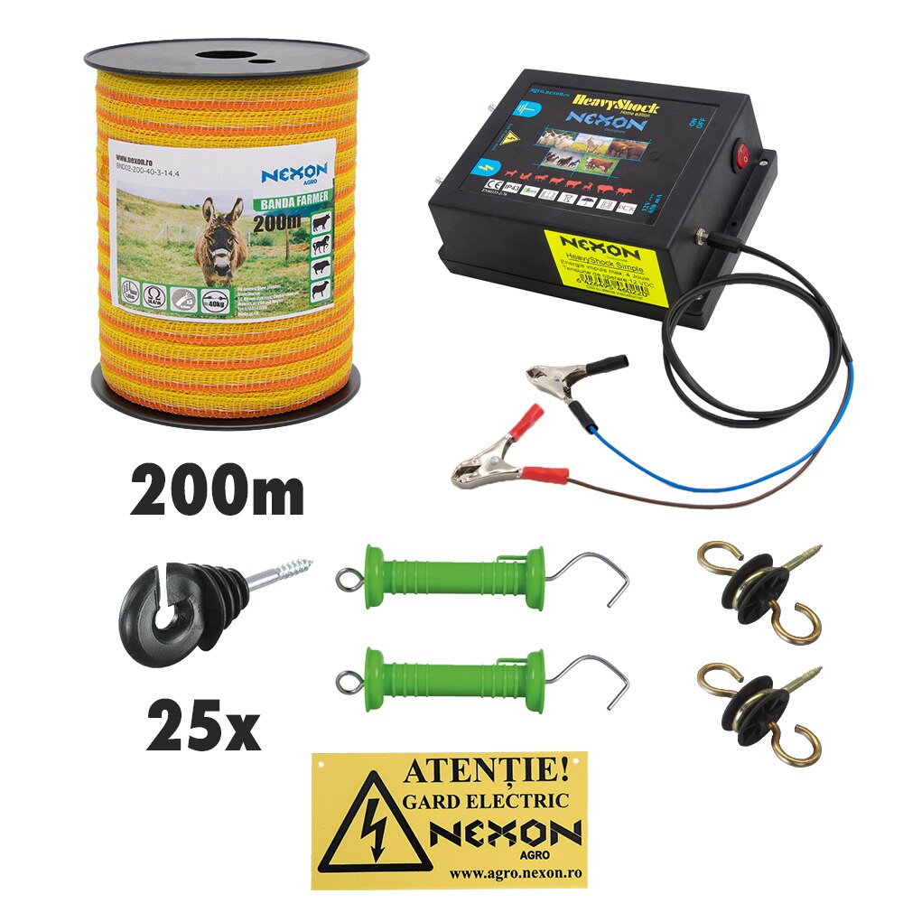 Pachet gard electric NEXON Simple 2.5J 12V , 200m Banda