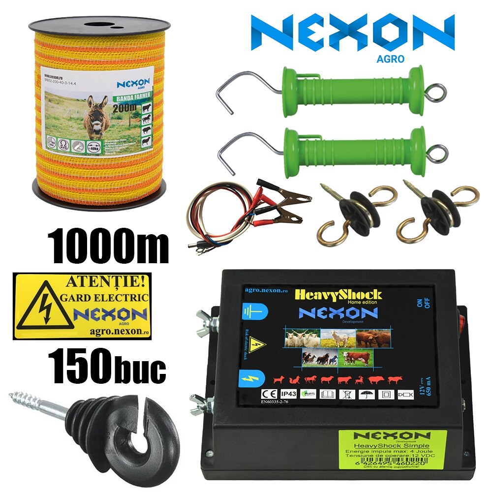 Pachet gard electric NEXON Simple 4J 12V , 1000m Banda