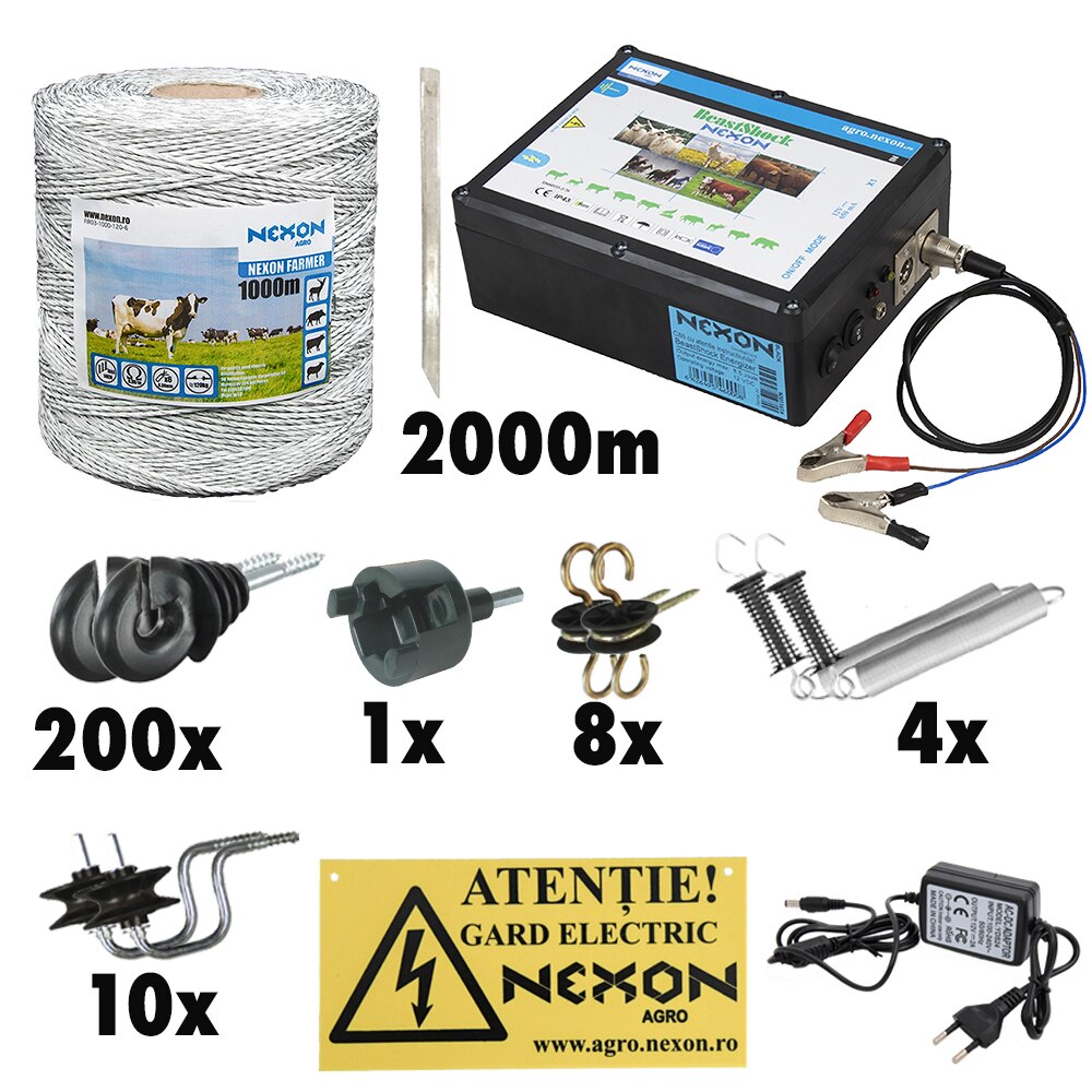 Kit complet gard electric NEXON BeastShock 8.5 J, 12V+230V, 2000m Farmer