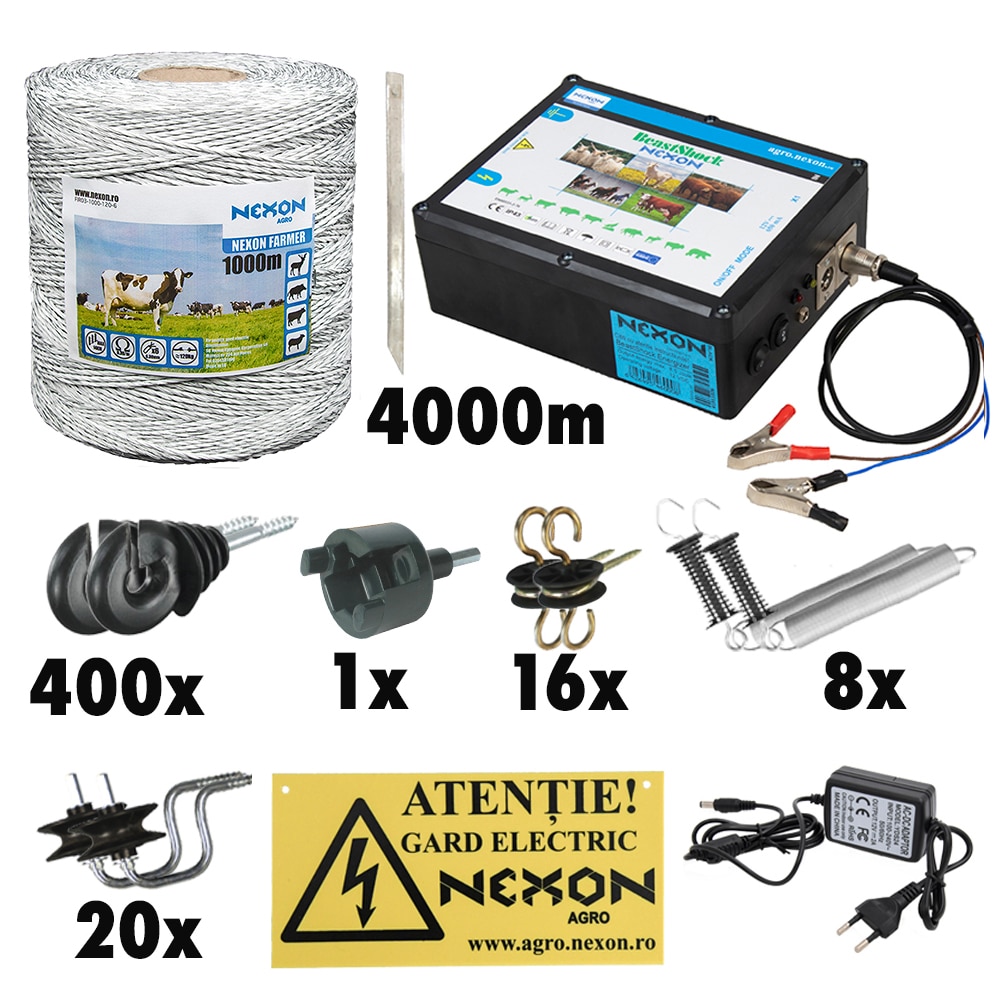 Kit complet gard electric NEXON BeastShock 8.5 J, 12V+230V, 4000m Farmer