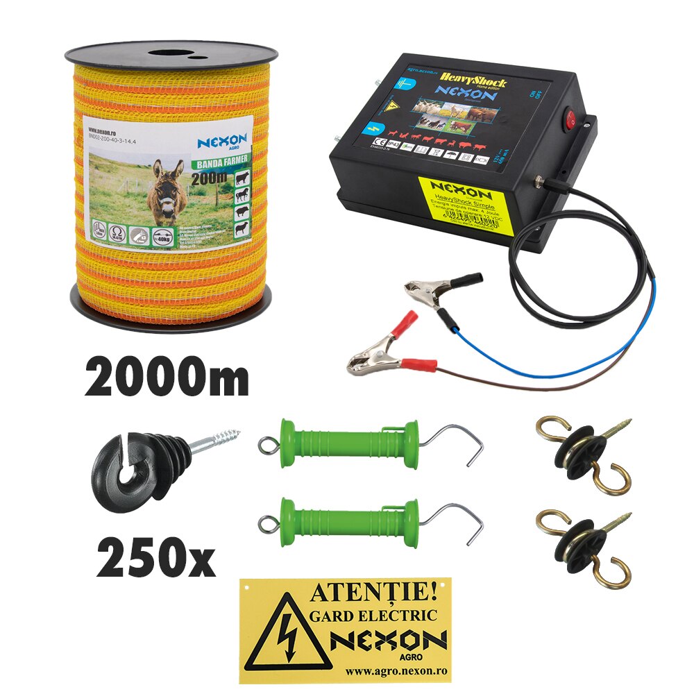 Pachet gard electric NEXON Simple 6.6J 12V , 2000m Banda