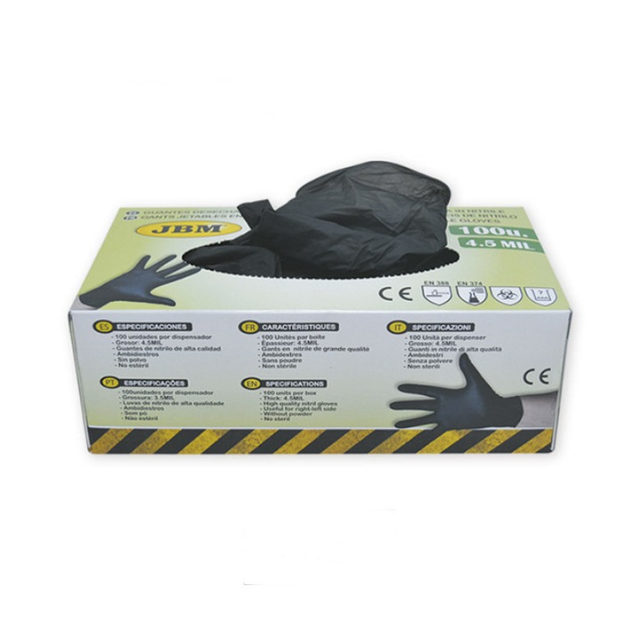 Set 100 manusi de unica folosinta, ambidextre, nitril, marime M, negru