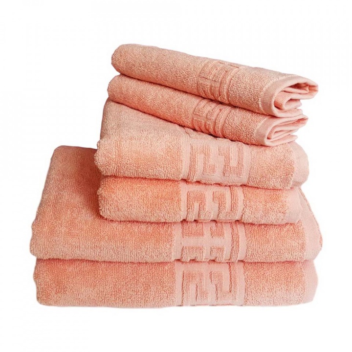 Set 6 prosoape groase si pufoase, bumbac, model grecesc, Somon, Denikos® 274