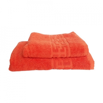 Set 2 prosoape groase si pufoase, bumbac, model grecesc, Orange, Denikos® 292 Set 2 prosoape groase si pufoase, bumbac, model grecesc, Orange, Denikos® 292