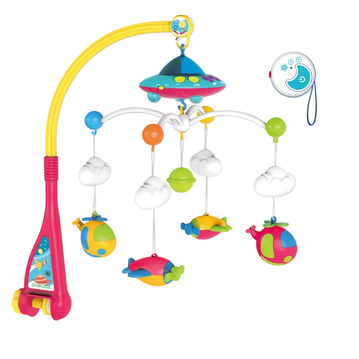 Въртележка за бебешко легло M-Toys с проектор, Със светлини и звуци