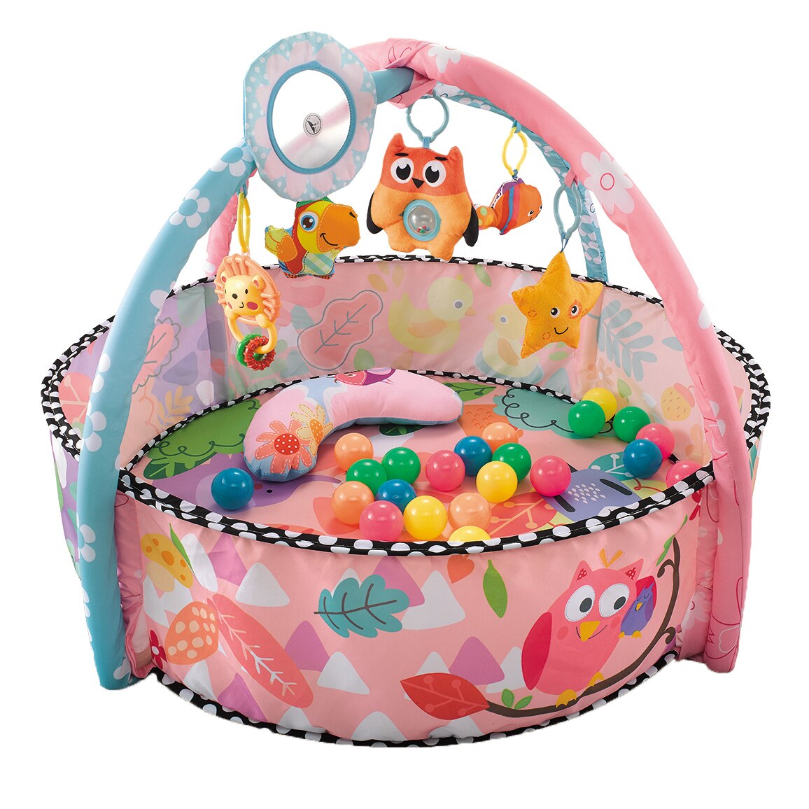 Salteluta interactiva M-Toys cu 30 buc bile si arcade cu jucarii