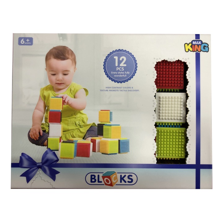 Комплект M-Toys, Строителни кубчета за бебета, 12 броя