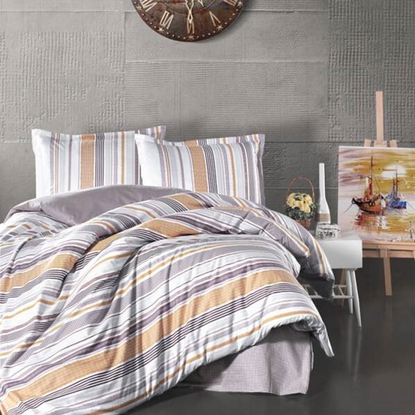 Lenjerie pat dublu bumbac 100% ranforce, Ralex Pucioasa, Venta Beige