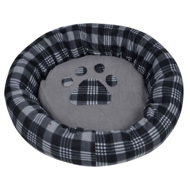 Culcus pufos pentru caini Felis, Poliester, 60 x 11 cm, Forma rotunda, Gri