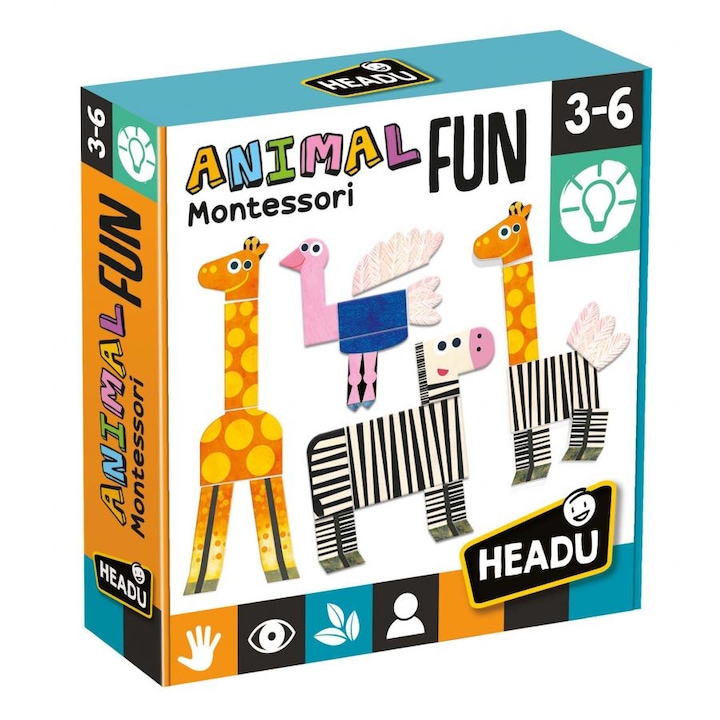 Образователна игра Headu, Montessori - Смешни малки животни