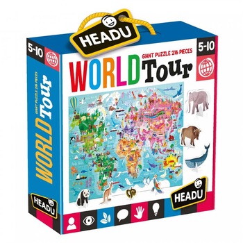Puzzle Headu Teacher Tested - Turul lumii, 108 piese Puzzle Headu Teacher Tested - Turul lumii, 108 piese