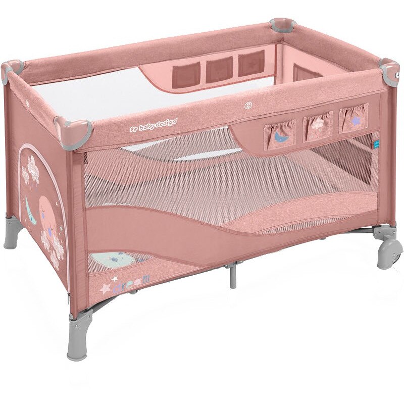 Patut pliabil Baby Design cu 2 nivele Dream Regular 08 Pink 2019