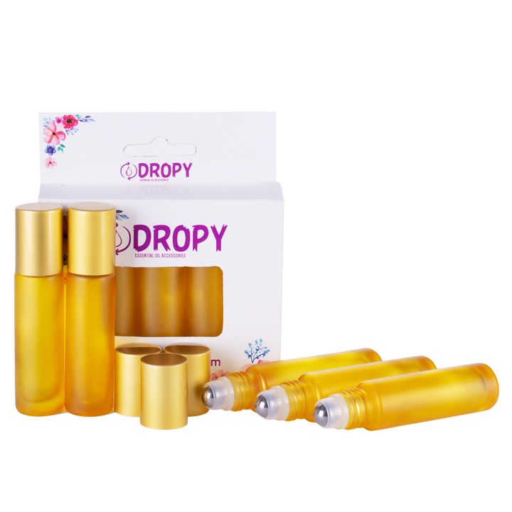 Dropy, DR1FROGAL, 5 db roll-on palack készlet, 10 ml, sárga kozmetikai tartály