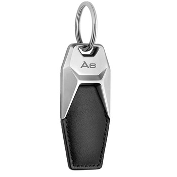 Breloc Audi A6 din Piele, Colectie Noua, Argintiu/Negru Breloc Audi A6 din Piele, Colectie Noua, Argintiu/Negru