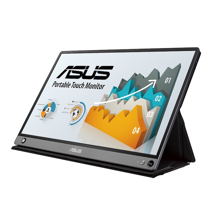 ASUS ZenScreen MB16AMT 10 pontos érintőképernyős hordozható monitor, IPS, 15.6-inch, Full HD, USB Type-C, Micro-HDMI