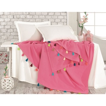 Cuvertura cu ciucuri Jolly Home, 230 x 240,roz Cuvertura cu ciucuri Jolly Home, 230 x 240,roz