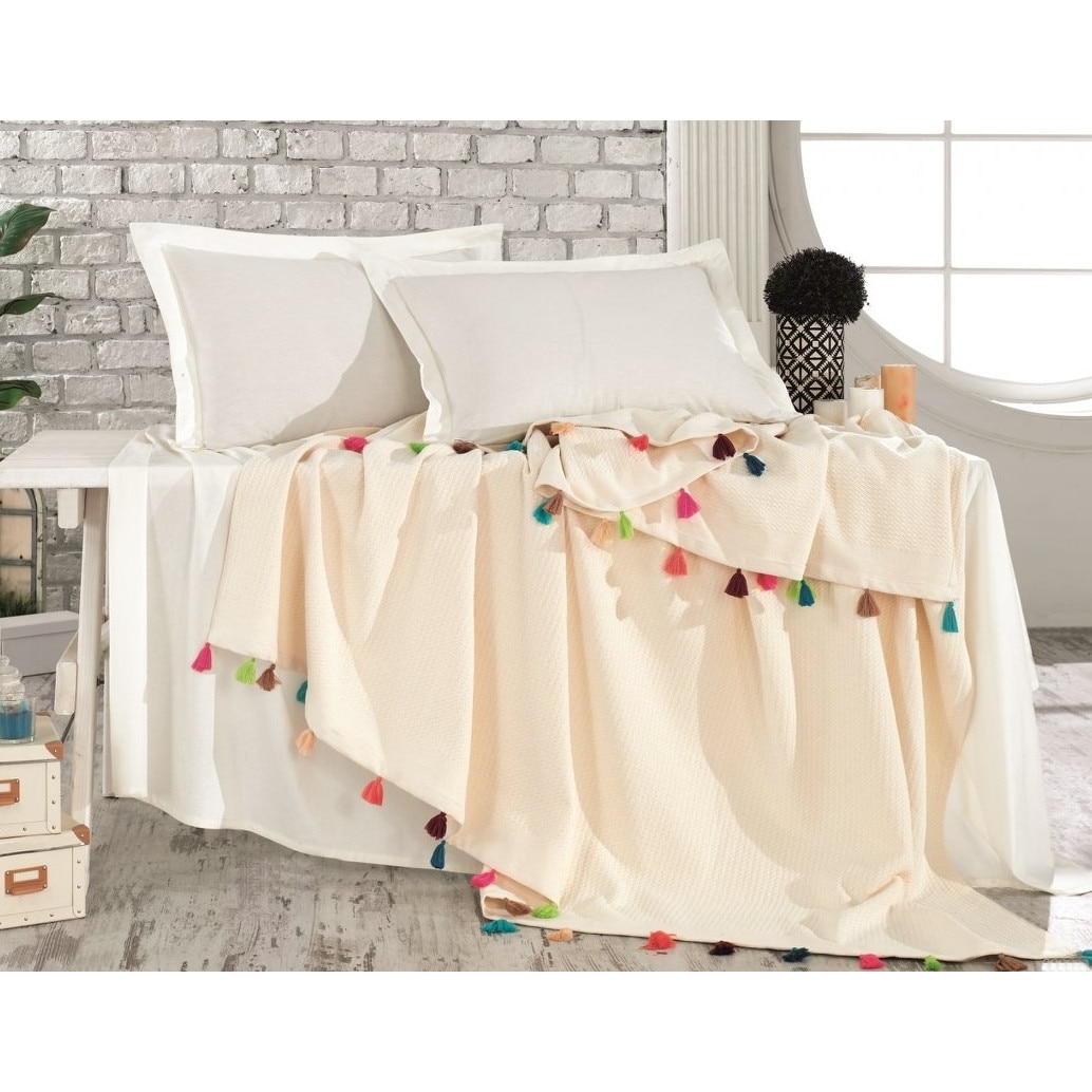 Cuvertura cu ciucuri Jolly Home, 230 x 240,bej