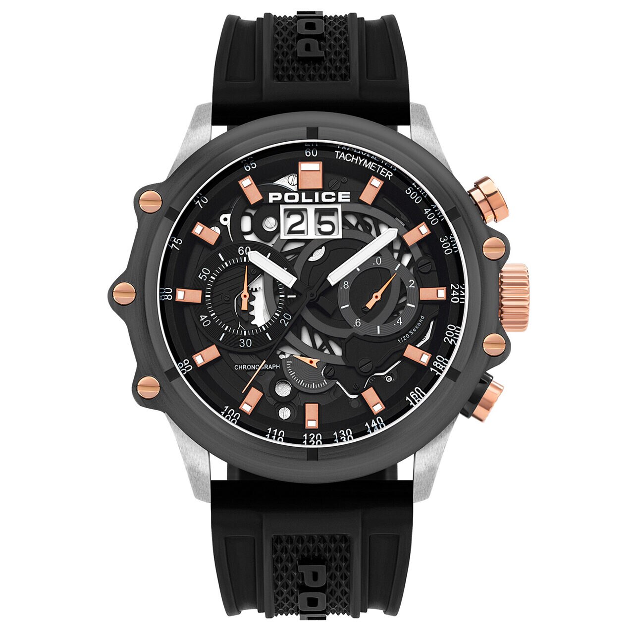 Ceas barbatesc Police PL16018JSTU.13P Luang, 48mm, 10ATM, Argintiu