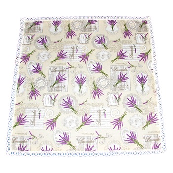 Fata de masa bumbac lavanda 02, cu dantela, 80x80 cm, multicolor, Happy Gifts Fata de masa bumbac lavanda 02, cu dantela, 80x80 cm, multicolor, Happy Gifts