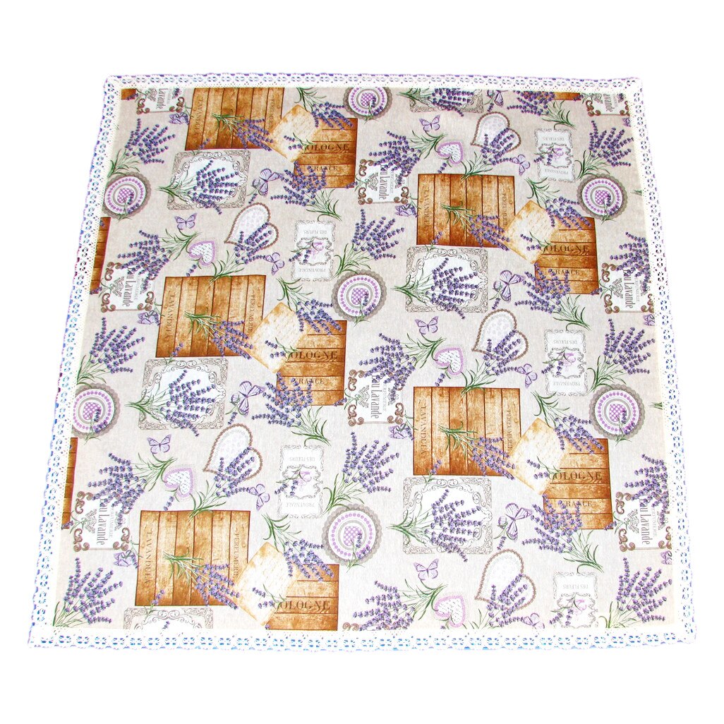 Fata de masa bumbac lavanda 01, cu dantela, 80x80 cm, multicolor, Happy Gifts