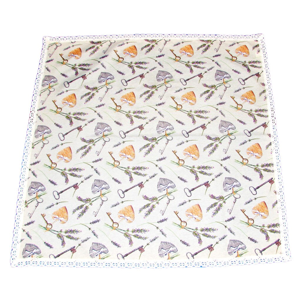 Fata de masa bumbac lavanda 03, cu dantela, 80x80 cm, multicolor, Happy Gifts