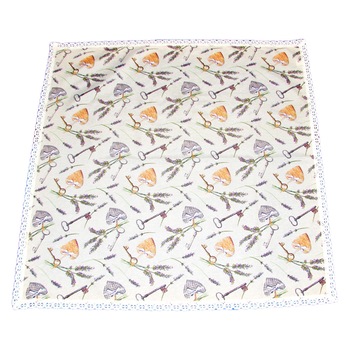 Fata de masa bumbac lavanda 03, cu dantela, 80x80 cm, multicolor, Happy Gifts Fata de masa bumbac lavanda 03, cu dantela, 80x80 cm, multicolor, Happy Gifts
