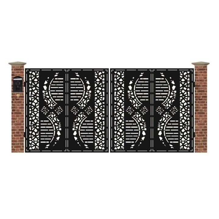 Poarta acces auto mare din tabla debitata cu plasma DOOR 3884x1940 mm