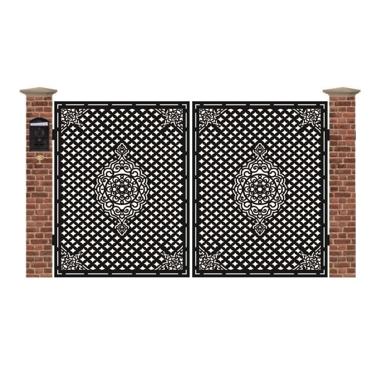 Poarta acces auto mica din tabla debitata cu plasma MUMBAY 3000x1940 mm