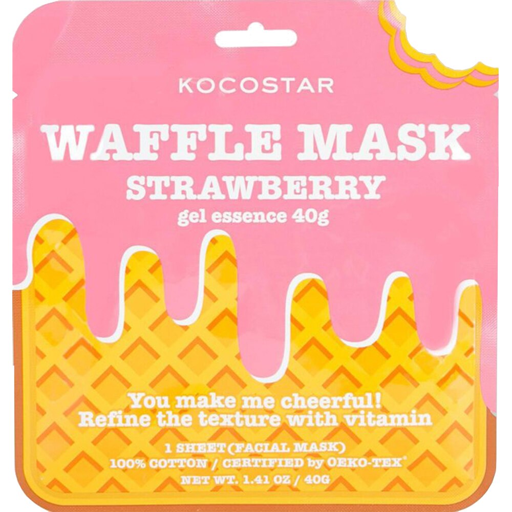 Masca de fata Kocostar Waffle Mask Strawberry esenta gel cu extract de capsune, vitaminizanta 40 gr