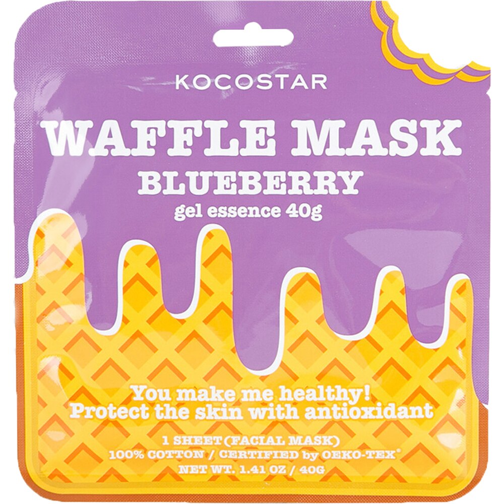 Masca de fata Kocostar Waffle Mask Blueberry esenta gel cu extract de coacaze, antioxidanta 40 gr