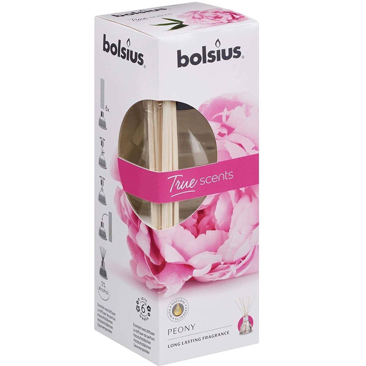 Odorizant cu betisoare Bolsius True Scents Bujor, 45ml