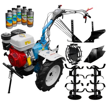 Pachet motocultor profesional, AGT 13000, motor Honda GX390, 13Cp, benzina, ghidon reglabil, roti pneumatice, plug bilonat, freze lucru, latime lucru 120cm, plug arat, plug cartofi, roti metal, 5l ulei AgroPro Pachet motocultor profesional, AGT 13000, motor Honda GX390, 13Cp, benzina, ghidon reglabil, roti pneumatice, plug bilonat, freze lucru, latime lucru 120cm, plug arat, plug cartofi, roti metal, 5l ulei AgroPro