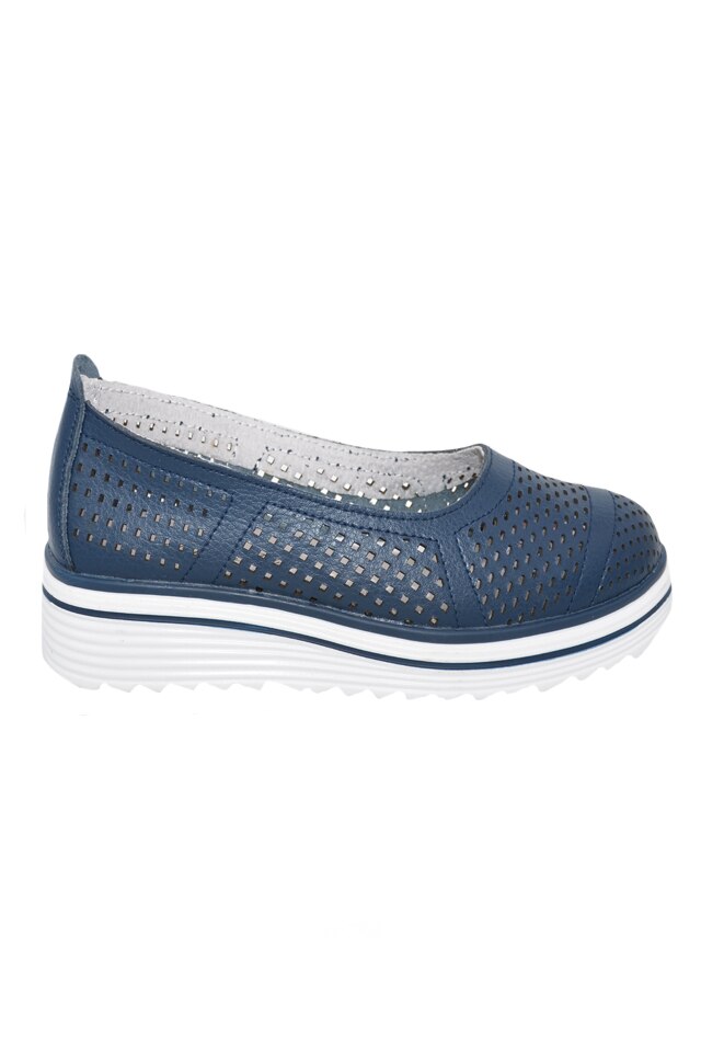 Balerini casual cu perforatii si talpa groasa ,D&J Exclussive, Bleumaren