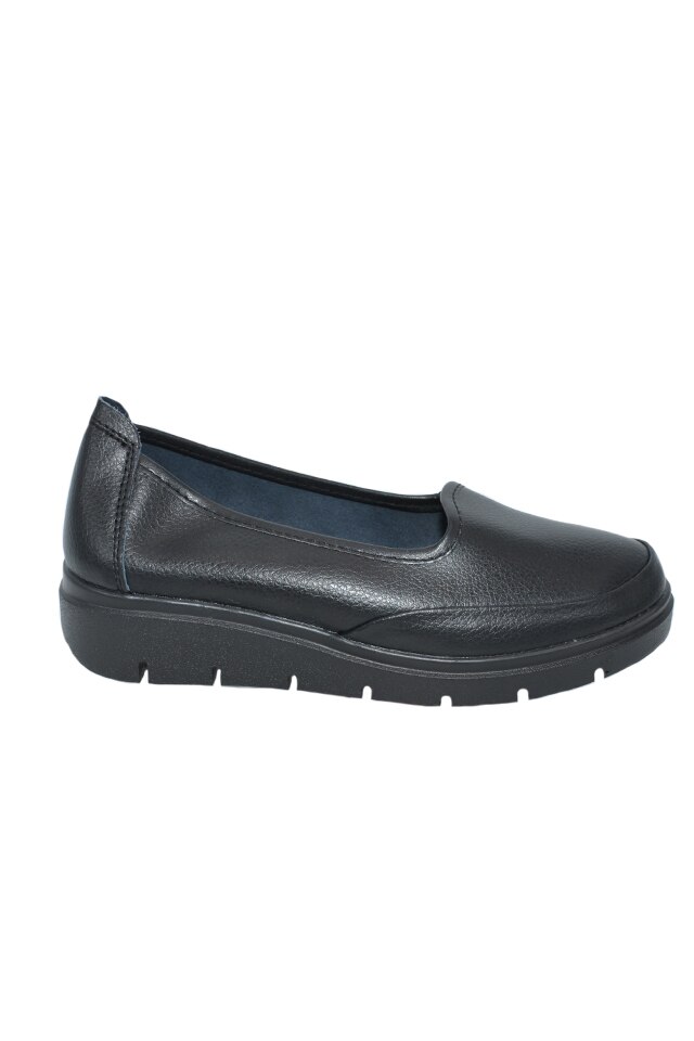 Balerini cu talpa groasa, din piele, D&J Exclussive, Negru sidef