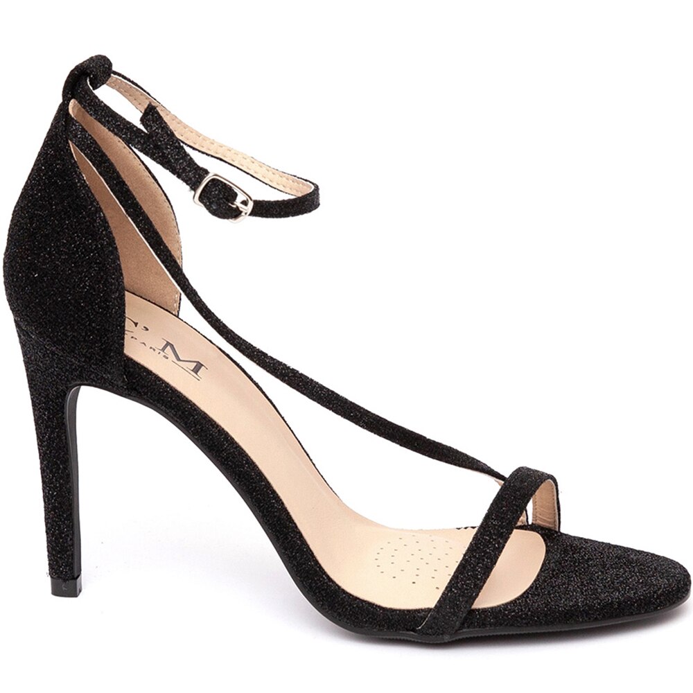Sandale dama Maramee cu sclipici, Negru, Negru
