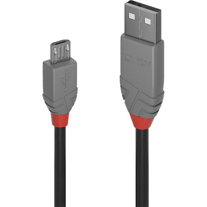 LINDY USB 2.0 кабел USB-A към Micro B Anthra Line M/M 5m, 480 Mbit/s