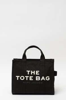 Marc Jacobs, Geanta tote cu imprimeu logo si bareta detasabila, Negru/Alb Marc Jacobs, Geanta tote cu imprimeu logo si bareta detasabila, Negru/Alb