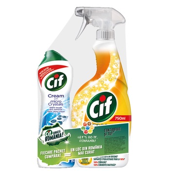 CIF Spray bucatarie 750ML + CIF Cream original 250ML CIF Spray bucatarie 750ML + CIF Cream original 250ML
