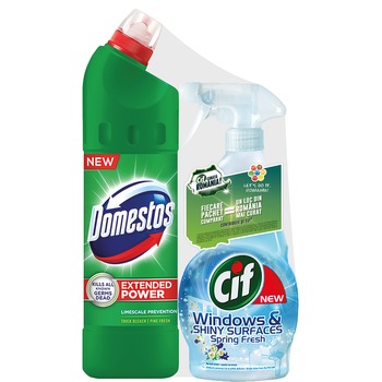 CIF Spray geamuri 500ML + DOMESTOS Pine 750ML CIF Spray geamuri 500ML + DOMESTOS Pine 750ML