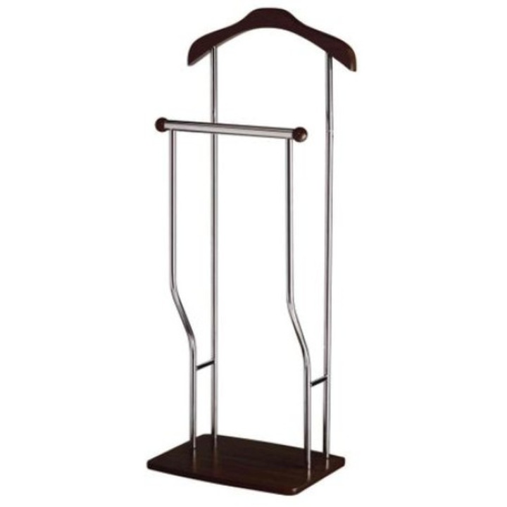 Portmantou metalic cromat, cu finisaje din lemn AX George