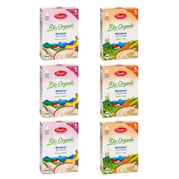 Cereale bebelusi, pachet cu 6 produse, 3 cutii cereale Topfer cu orez si banane de la 4 luni, 175 g, 3 cutii cu cereale Topfer cu porumb si morcov de la 4 luni, 175 g Cereale bebelusi, pachet cu 6 produse, 3 cutii cereale Topfer cu orez si banane de la 4 luni, 175 g, 3 cutii cu cereale Topfer cu porumb si morcov de la 4 luni, 175 g
