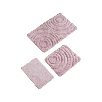Set 3 covorase baie 60x10cm, 50x60 cm, 40x60 cm, Wave - Powder Set 3 covorase baie 60x10cm, 50x60 cm, 40x60 cm, Wave - Powder