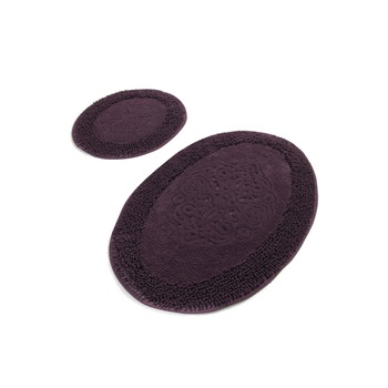 Set 2 covorase baie bumbac, 50x60cm, 60x100cm, Alessia Home, Piante Oval - Purple Set 2 covorase baie bumbac, 50x60cm, 60x100cm, Alessia Home, Piante Oval - Purple