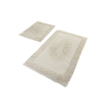 Set 2 covorase baie bumbac, 50x60cm, 60x100cm, Alessia Home, Piante - Ecru Set 2 covorase baie bumbac, 50x60cm, 60x100cm, Alessia Home, Piante - Ecru