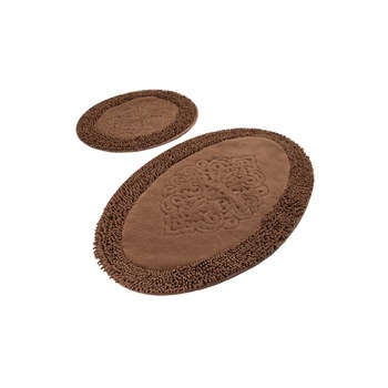 Set 2 covorase baie bumbac, 50x60cm, 60x100cm, Alessia Home, Piante Oval - Brown Set 2 covorase baie bumbac, 50x60cm, 60x100cm, Alessia Home, Piante Oval - Brown