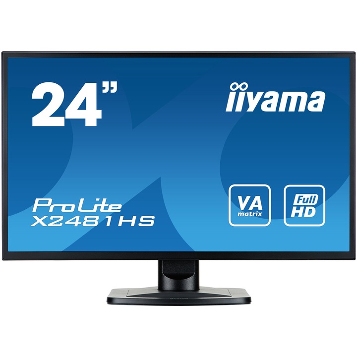 Iiyama X2481HS-B1 monitor, 23.6", Full HD, 6ms, DVI-D, HDMI, Hangszórók, Fekete